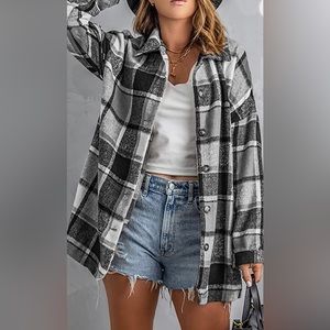 Black and white plaid shacket